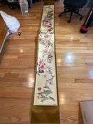 Hand-Painted Chinese Scroll with Floral Artwork, 150” x 16.5”