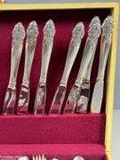Prestige Silverplate Flatware Set with Wooden Storage Case
