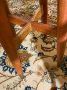 Round Wooden Side Table with Brass-Tipped Legs