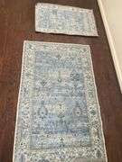 2 Blue Floral Pattern Area Rugs by Adiva Home