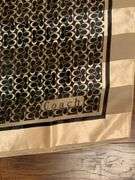 Coach Silk Scarf With Signature Pattern and Beige Border