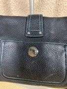 Coach Black Pebbled Leather Shoulder Bag with Brown Strap