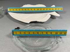 Fish-Shaped Clear Glass Plates and Ceramic Serving Platter