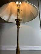 Ralph Lauren Brass Table Lamp With Tapered Base and Fabric Shade