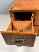 Wooden Four-Drawer Card Catalog with Brass Hardware