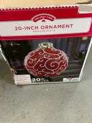 Holiday Time 20-Inch Red and Gold Ornament with Swirl Design