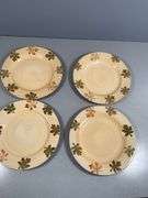 4 Pottery Barn Harvest Plates with Leaf Motif
