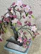 Andrea Glass Artificial Cherry Blossom Tree in Ceramic Bonsai Planter