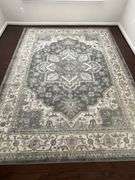 Lara Collection Gray Polypropylene Area Rug, Made in Turkey