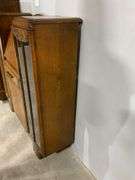 Oak Secretary Desk With Attached Glass Display Cabinets
