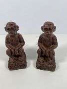 Melannco Monkey Figurines in Brown Finish