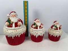 Home Interiors Santa Claus Ceramic Canisters