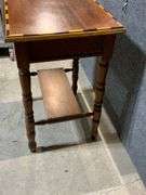 Wooden Side Table With Drawer and Two-Tone Inlayed Top