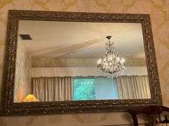 Gold-Tone Framed Wall Mirror with Ornate Detailing