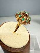 18K Gold Ring with Emeralds, Size 7.5, 4.57 Grams