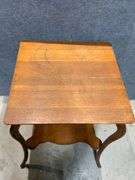 Wooden Side Table with Lower Shelf and Cabriole Legs