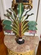 Handcrafted Wooden Palm Sculpture with Removable Leaves