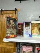 Boxed and Unboxed Porcelain and Vinyl Dolls From Various Makers