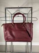 Coach Burgundy Pebbled Leather Zip-Top Tote Bag With Dual Handles and Tag