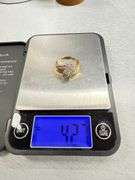 14K Gold Cluster Diamond Ring with Three-Band Design