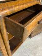 Oak Secretary Desk With Attached Glass Display Cabinets