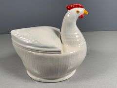 Italian Ceramic Hen Shaped Lidded Dish