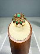 18K Gold Ring with Emeralds, Size 7.5, 4.57 Grams