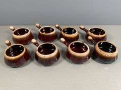 8 McCoy Stoneware Soup Bowls With Handles