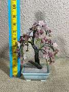 Andrea Glass Artificial Cherry Blossom Tree in Ceramic Bonsai Planter