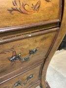 Carved Wood Secretary Desk with Painted Floral Details