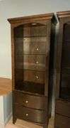 Wooden Display Cabinet With Glass Shelves and Drawers