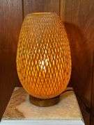 Woven Rattan Table Lamp with Wooden Base