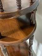 Three-Tier Wooden Side Table With Drawer and Turned Leg Design