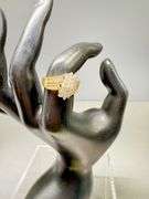 14K Gold Cluster Diamond Ring with Three-Band Design