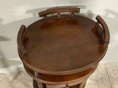 Three-Tier Wooden Side Table With Drawer and Turned Leg Design