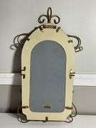 Decorative Wall Mirror With Floral Design and Metal Frame