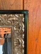 Square Beveled Mirror with Ornate Metal Frame