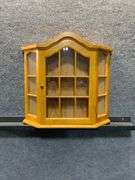 Wall-Mounted Wooden Display Cabinet with Glass-Paneled Door