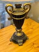Ornate Table Lamp With Urn-Style Base and Fabric Shade