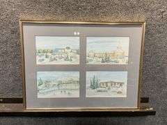 Framed Artwork ‘Christmas in Wayzata’ by Charlotte Bennet, 1986
