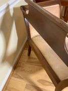 Wooden Loveseat Bench With Inlay Design and Upholstered Seat