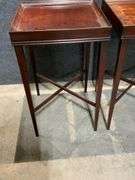 Pair of Lightweight Wood Side Tables with X-Stretcher Base