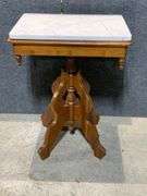 Wood Swivel Pedestal Table With Removable Marble Top