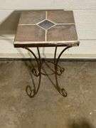 Tile Top Plant Stand with Metal Base