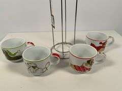 Pier 1 Holiday Dog Design Stackable Mugs with Stand