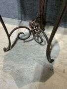 Wood and Metal Side Table With Single Drawer and Decorative Legs