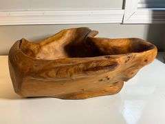 Carved Wooden Bowl Signed by T. Johnson
