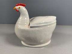 Italian Ceramic Hen Shaped Lidded Dish