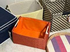 Storage Bins and Woven Tray Set