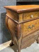 Carved Wood Secretary Desk with Painted Floral Details